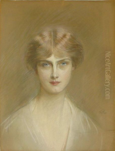 Portrait De Mme De Guiroye (jeanne Houssaye) Oil Painting by Paul Cesar Helleu