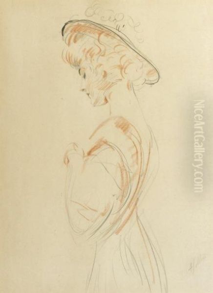 Femme De Profil Oil Painting by Paul Cesar Helleu