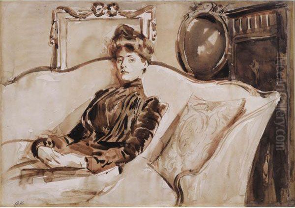 Madame Helleu Oil Painting by Paul Cesar Helleu