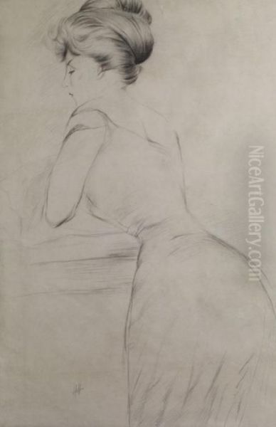 Femme De Troisquarts Oil Painting by Paul Cesar Helleu