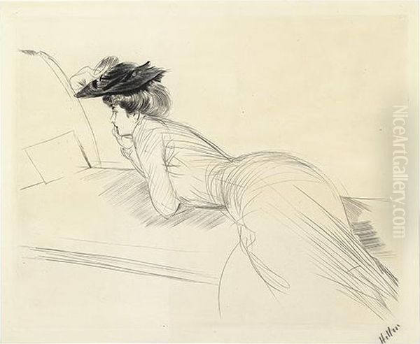 Femme Lisant. Oil Painting by Paul Cesar Helleu