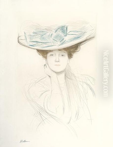 Le Noeud Bleu. Oil Painting by Paul Cesar Helleu