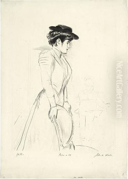 Femme Au Chaise (portrait De Mme. White). Oil Painting by Paul Cesar Helleu