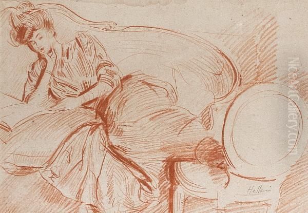 Portrait Of A Lady, Reclining Oil Painting by Paul Cesar Helleu