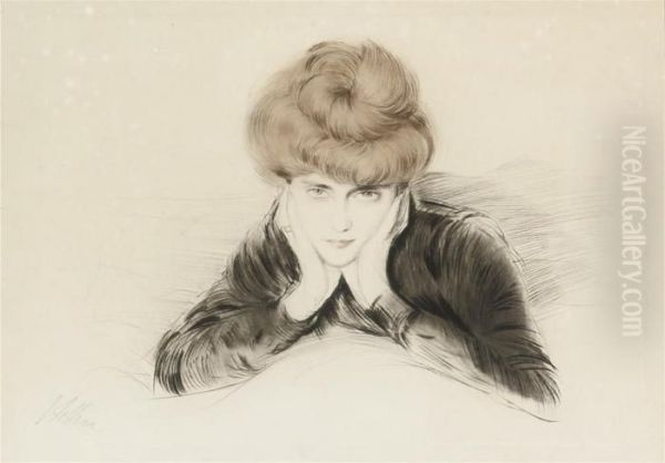 Le Visage Encadre Oil Painting by Paul Cesar Helleu