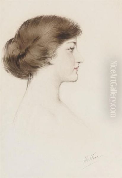 Profile Of A Girl Oil Painting by Paul Cesar Helleu