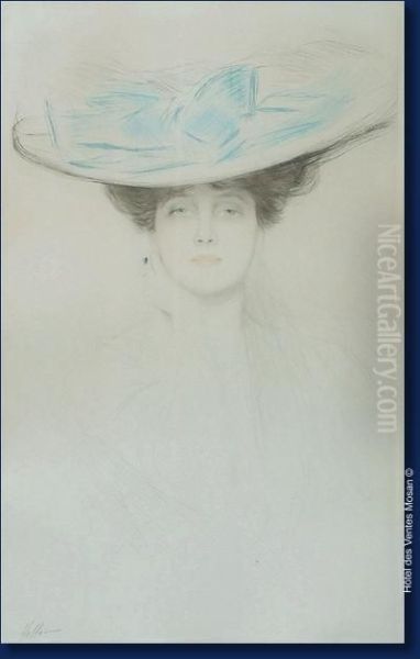 Femme Au Chapeau Oil Painting by Paul Cesar Helleu