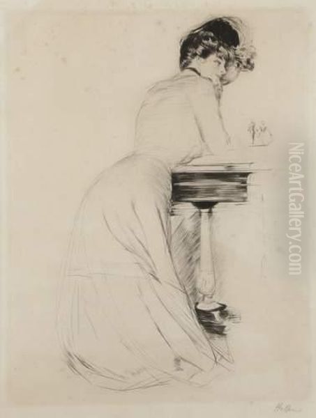 Elegante A Son Pupitre Oil Painting by Paul Cesar Helleu