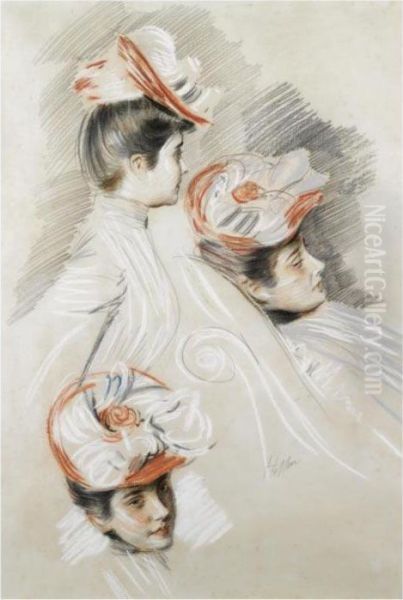 Etudes De Femmes Oil Painting by Paul Cesar Helleu