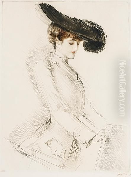 Jeune Femme Les Yeux Baisses Oil Painting by Paul Cesar Helleu