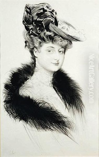 Portrait De La Comtesse De Meritens Oil Painting by Paul Cesar Helleu