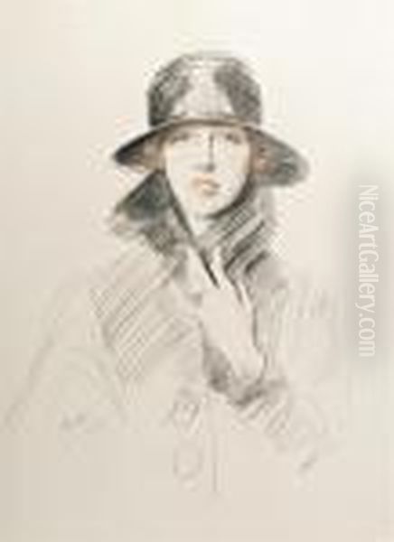 Portrait De Jeune Femme Au Chapeau Oil Painting by Paul Cesar Helleu