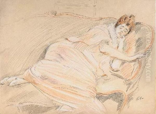 Femme Au Repos Oil Painting by Paul Cesar Helleu