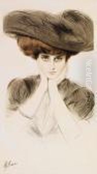 Femme Au Chapeau Oil Painting by Paul Cesar Helleu