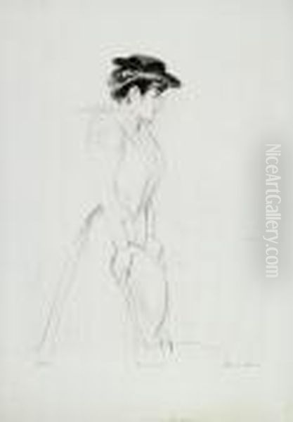 Femme Au Chaise (portrait De Mme. White) Oil Painting by Paul Cesar Helleu