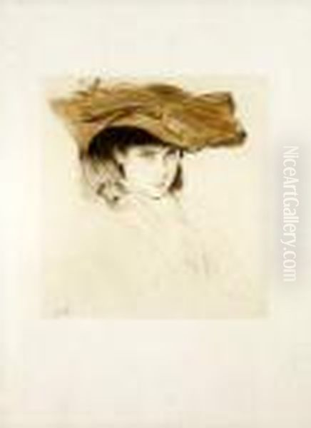 Jeune Femme Au Chapeau Oil Painting by Paul Cesar Helleu