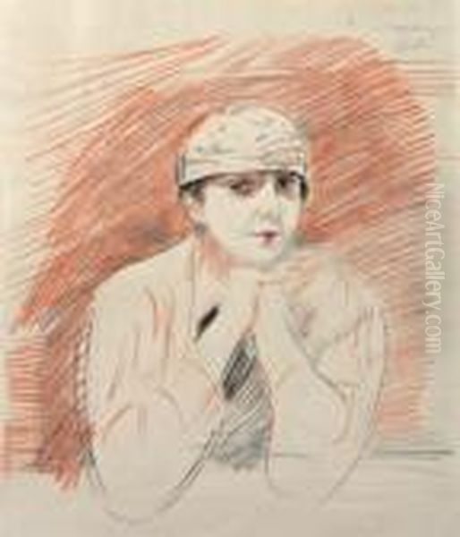 Jeune Fille Au Chapeau Oil Painting by Paul Cesar Helleu