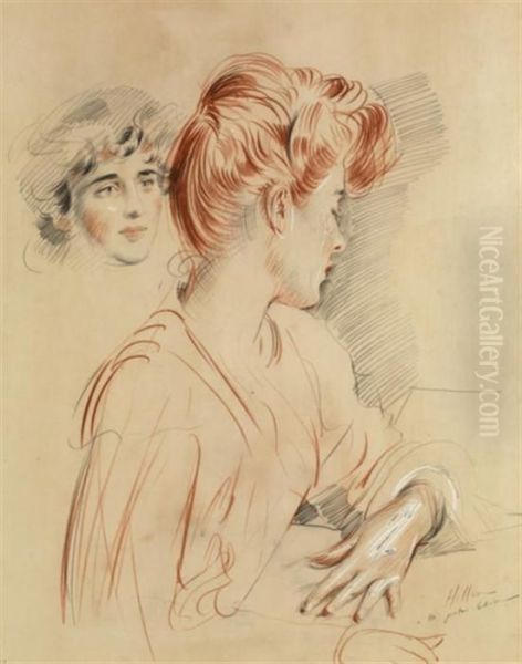 Portraits De Femmes Oil Painting by Paul Cesar Helleu