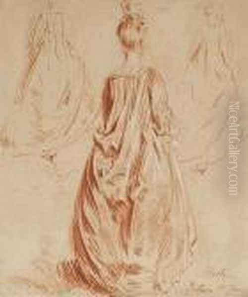 Figurative Studies After Watteau Oil Painting by Paul Cesar Helleu