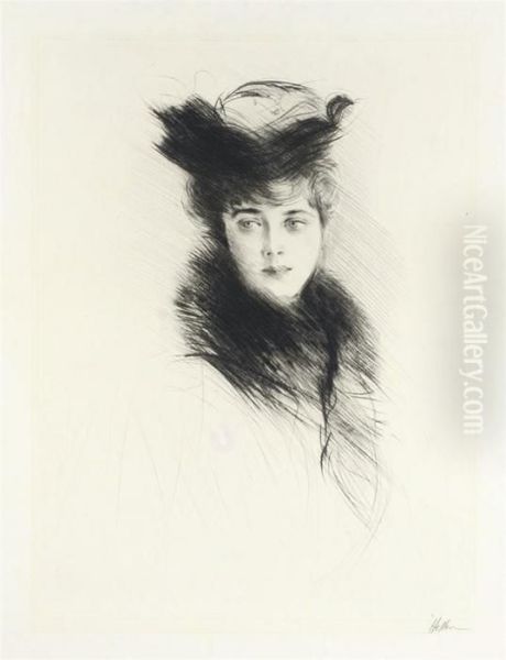 Etude De Madame Cheruit (m. Xxx) Oil Painting by Paul Cesar Helleu