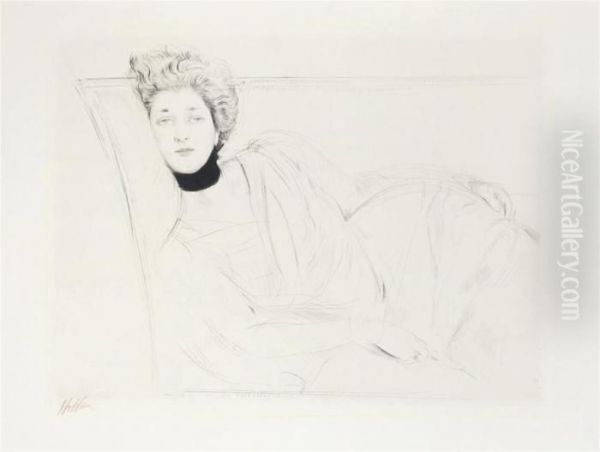 Femme Se Reposant Oil Painting by Paul Cesar Helleu