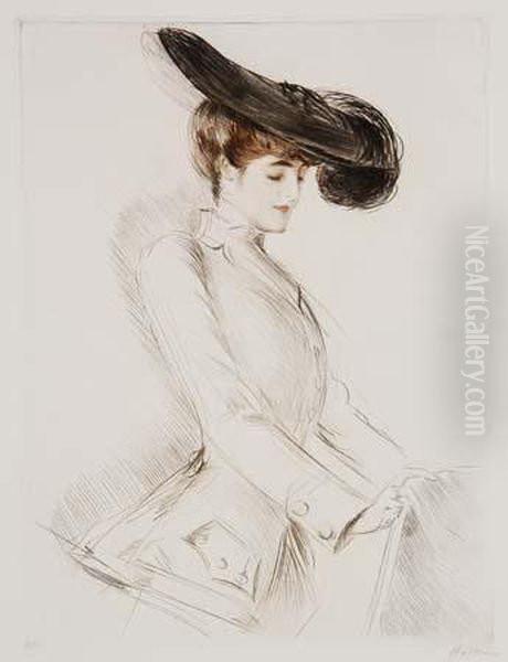 Jeune Femme Les Yeux Baisses Oil Painting by Paul Cesar Helleu