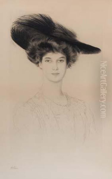 Femme Au Chapeau Oil Painting by Paul Cesar Helleu