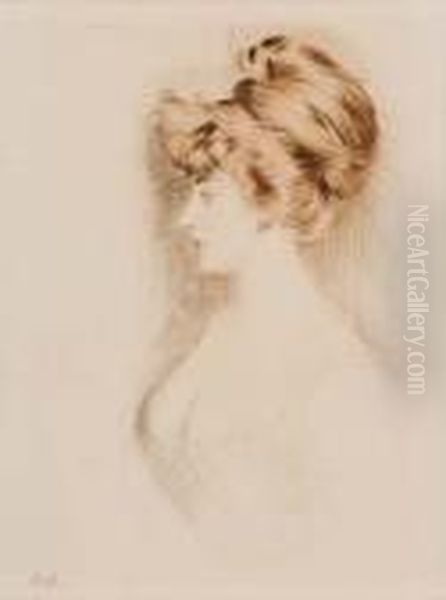 Femme Au Profil Oil Painting by Paul Cesar Helleu