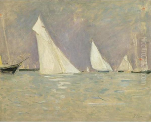 Courses De Voiliers A Cowes Oil Painting by Paul Cesar Helleu