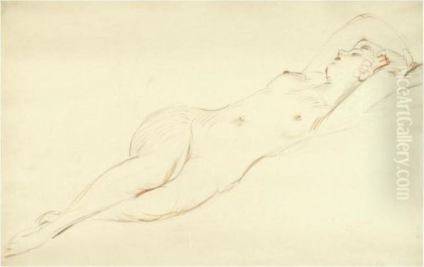 Nu Endormi Oil Painting by Paul Cesar Helleu