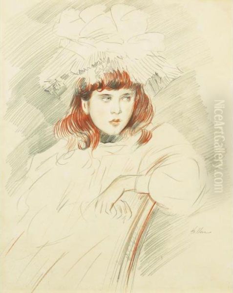 Portrait D'ellen Oil Painting by Paul Cesar Helleu