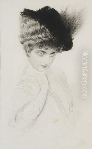 Madame Marthe Letellier Oil Painting by Paul Cesar Helleu