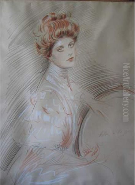 Elegante De Trois-quarts Oil Painting by Paul Cesar Helleu