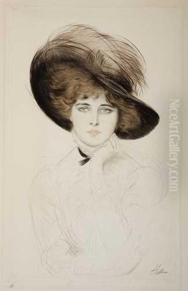 Femme Au Chapeau, Vue De Face Oil Painting by Paul Cesar Helleu