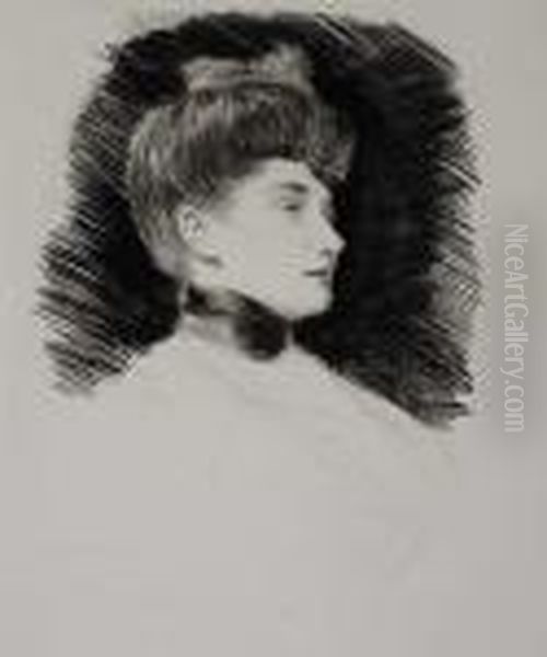 Two Drypoints. Oil Painting by Paul Cesar Helleu