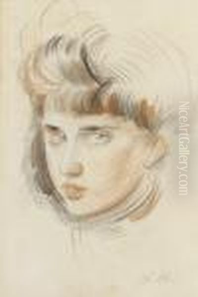 Portrait Of The Artist's Daughter Ellen, Age 10-12. Oil Painting by Paul Cesar Helleu