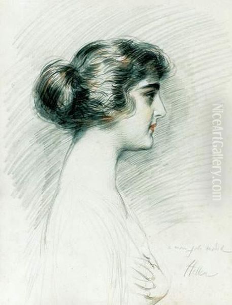 Femme De Profil Oil Painting by Paul Cesar Helleu