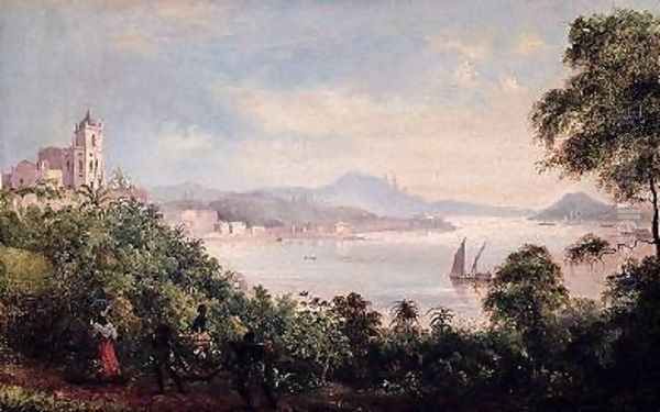 The city seen from the Church of Nossa Senhora da Gloria de Outeiro 1847 Oil Painting by Raymond Auguste Quinsac Monvoisin