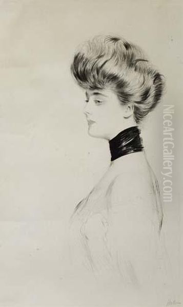 Femme Tourne A Gauche Oil Painting by Paul Cesar Helleu