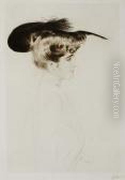 Femme Au Chapeau Oil Painting by Paul Cesar Helleu