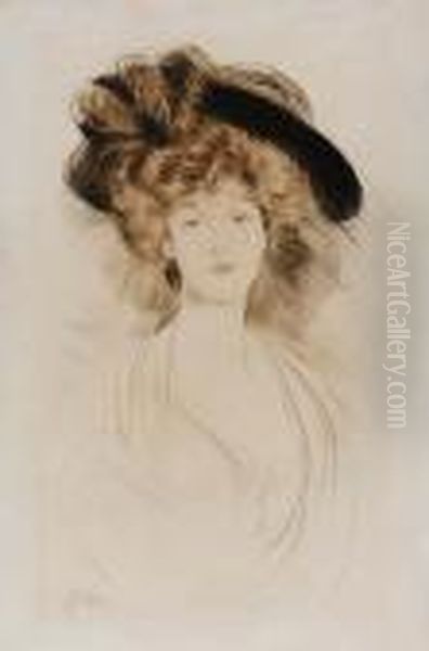 Femme Au Chapeau Oil Painting by Paul Cesar Helleu