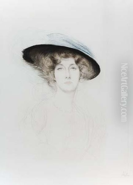 Le Chapeau A Plume Oil Painting by Paul Cesar Helleu