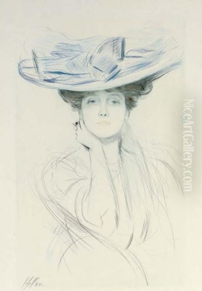 Le Noeud Bleu Oil Painting by Paul Cesar Helleu