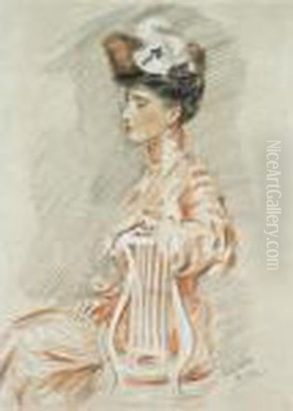 Jeune Femme Assise Oil Painting by Paul Cesar Helleu