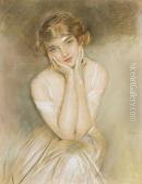 Portrait Of A Lady Oil Painting by Paul Cesar Helleu