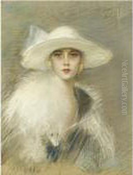 Portrait De Femme Oil Painting by Paul Cesar Helleu