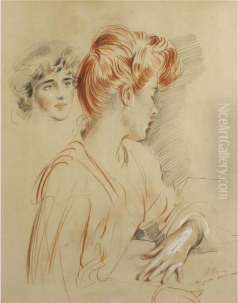 Deux Femmes Oil Painting by Paul Cesar Helleu