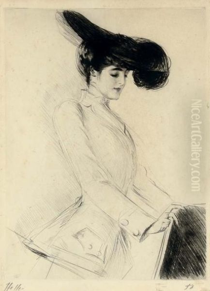 A Cheval Oil Painting by Paul Cesar Helleu