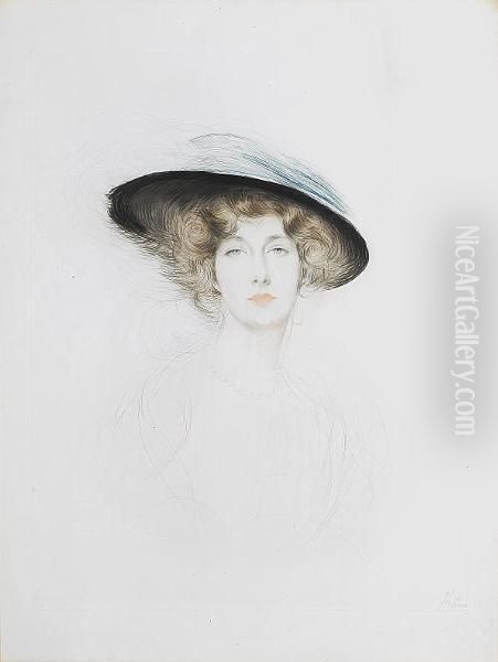 Le Chapeau A Plume - Liane De Pougy Oil Painting by Paul Cesar Helleu