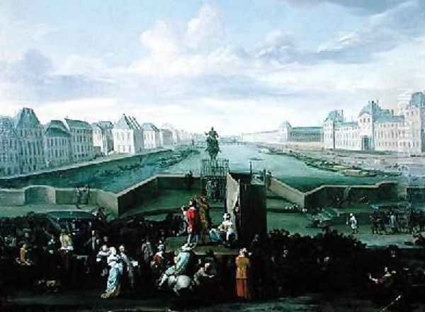 View from the Pont Neuf Paris 1668 Oil Painting by Hendrik Mommers